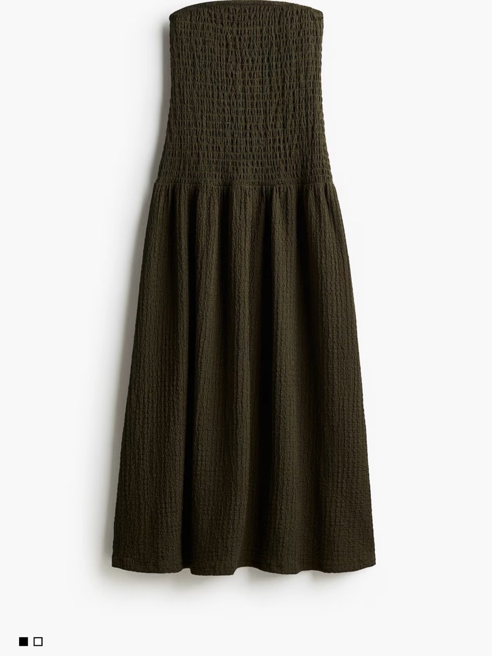 H&M Strapless Smocked Maxi Skirt - Olive Green